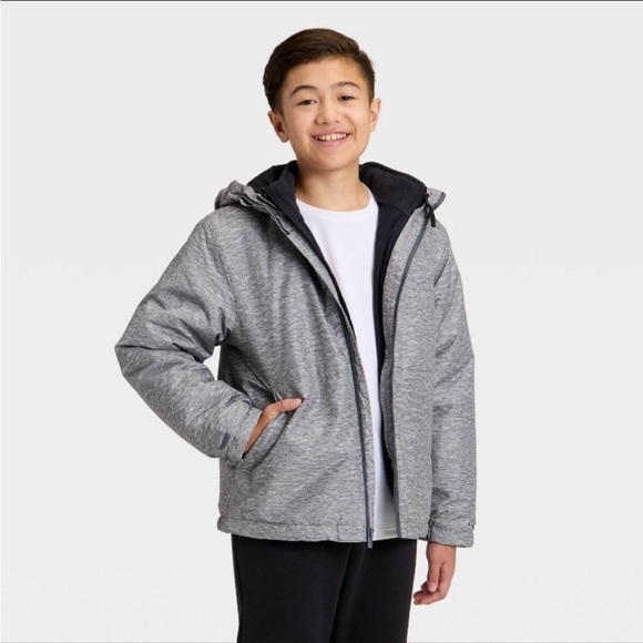 all in motion Other - all in motion Boys' Gray Hooded 3-in-1 Winter Jacket